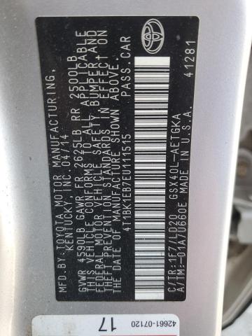 4T1BK1EB7EU111515 - 2014 TOYOTA AVALON BASE 银色 照片 12