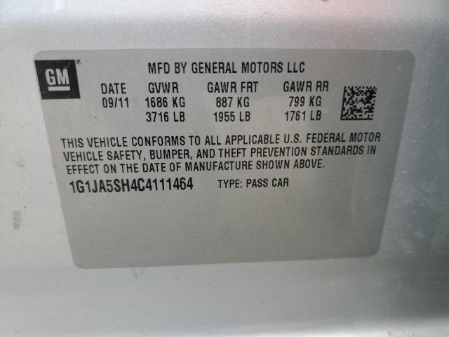 1G1JA5SH4C4111464 - 2012 CHEVROLET SONIC LS Gümüş foto 12