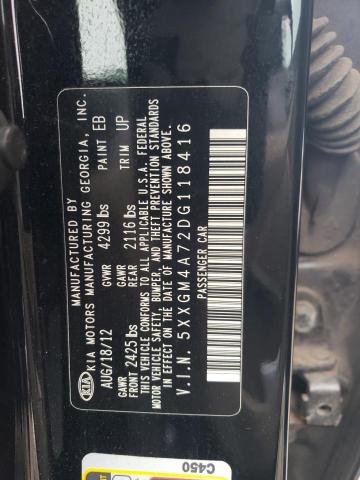 5XXGM4A72DG118416 - 2013 KIA OPTIMA LX BLACK photo 12