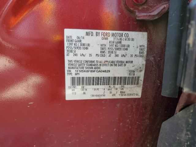 1FM5K8F89FGA04829 - 2015 FORD EXPLORER LIMITED MAROON photo 13