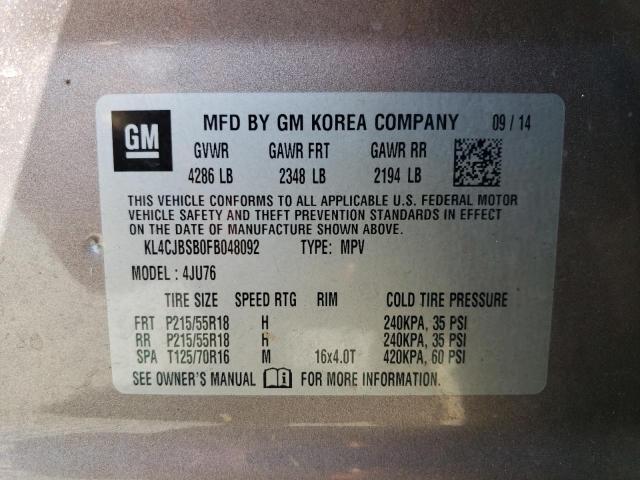 KL4CJBSB0FB048092 - 2015 BUICK ENCORE CONVENIENCE 棕色 照片 13