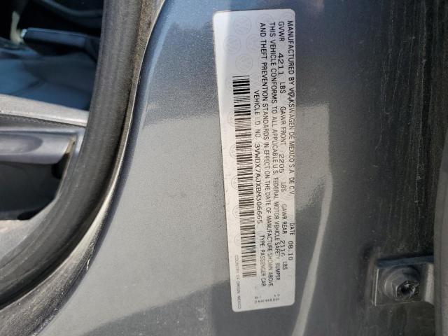 3VWDX7AJXBM306665 - 2011 VOLKSWAGEN JETTA SE GRAY photo 12