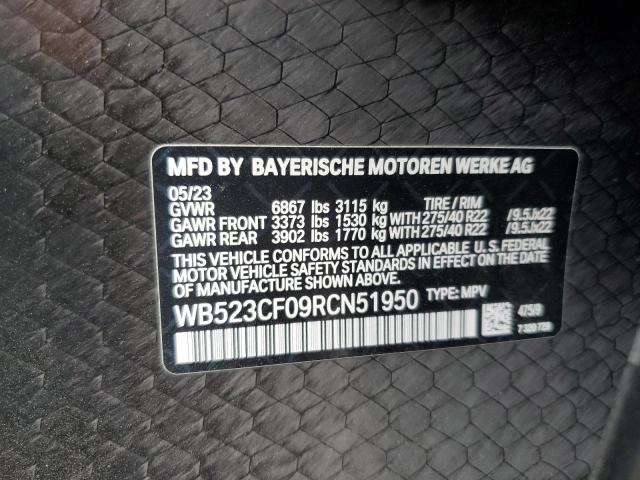 WB523CF09RCN51950 - 2024 BMW IX XDRIVE50 BLACK photo 13