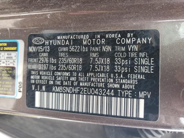 KM8SNDHF2EU043244 - 2014 HYUNDAI SANTA FE GLS BROWN photo 13