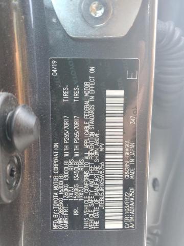 JTEBU5JR1K5698756 - 2019 TOYOTA 4RUNNER SR5/SR5 PREMIUM ნაცრისფერი ფოტო 13