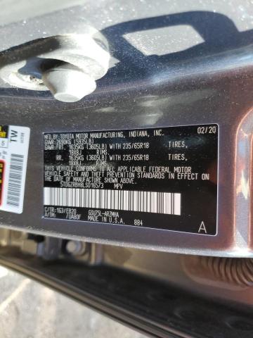 5TDGZRBH8LS016573 - 2020 TOYOTA HIGHLANDER XLE GRAY photo 12