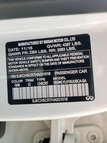 SJKCH5CR7HA031018 - 2017 INFINITI QX30 BASE WHITE photo 13