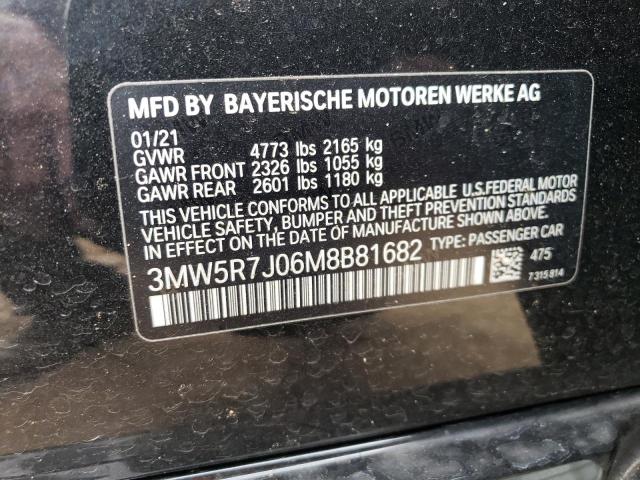 3MW5R7J06M8B81682 - 2021 BMW 330XI BLACK photo 12