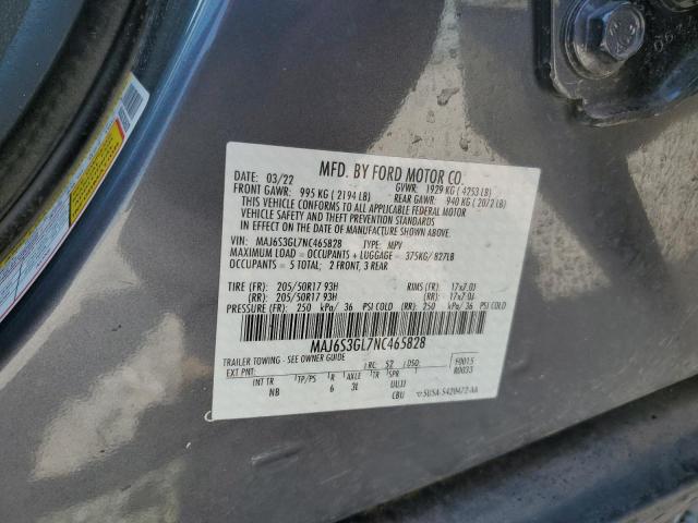 MAJ6S3GL7NC465828 - 2022 FORD ECOSPORT SE GRAY photo 12