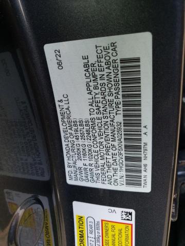 1HGCV3F5XNA025932 - 2022 HONDA ACCORD HYBRID EXL GRAY photo 12