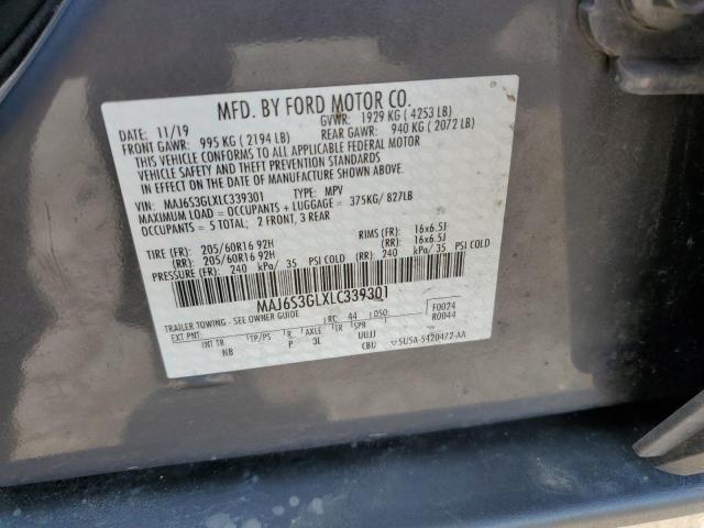 MAJ6S3GLXLC339301 - 2020 FORD ECOSPORT SE CHARCOAL photo 13