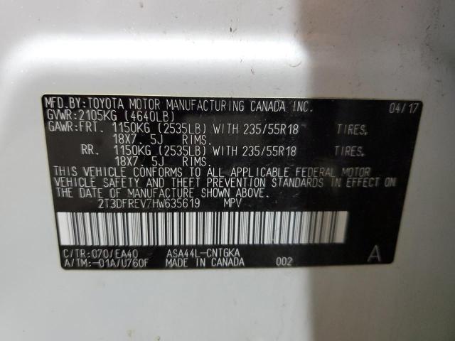 2T3DFREV7HW635619 - 2017 TOYOTA RAV4 LIMITED 白色 照片 14