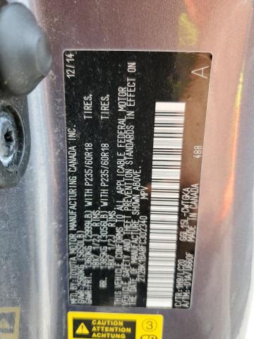 2T2BK1BA8FC302340 - 2015 LEXUS RX 350 BASE GRAY photo 14