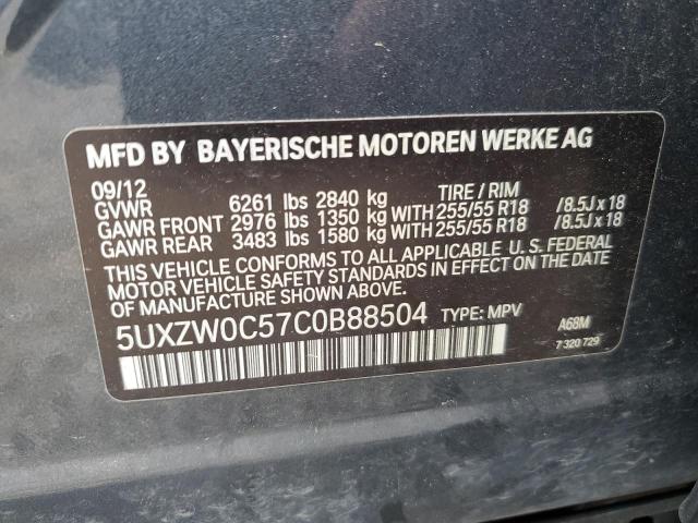 5UXZW0C57C0B88504 - 2012 BMW X5 XDRIVE35D CHARCOAL photo 13