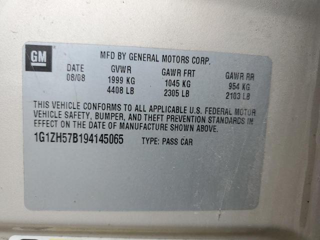 1G1ZH57B194145065 - 2009 CHEVROLET MALIBU 1LT Алтын фото 12