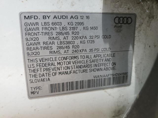 WA1VAAF75HD041560 - 2017 AUDI Q7 PRESTIGE WHITE photo 13