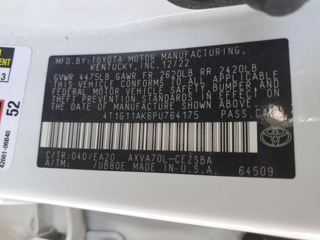 4T1G11AK6PU764175 - 2023 TOYOTA CAMRY SE NIGHT SHADE WHITE photo 12