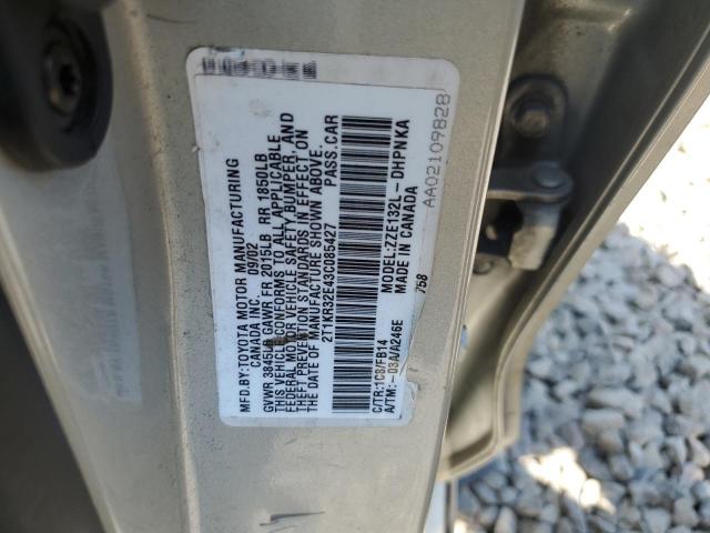 2T1KR32E43C085427 - 2003 TOYOTA COROLLA MA XR SILVER photo 12