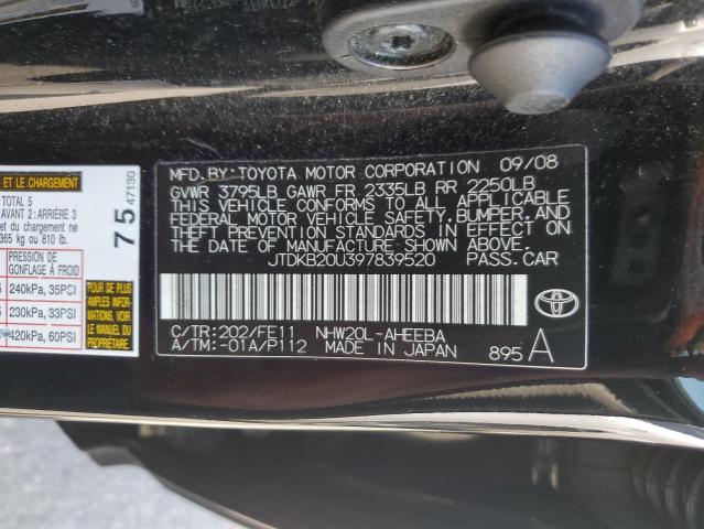 JTDKB20U397839520 - 2009 TOYOTA PRIUS 黑色 照片 12