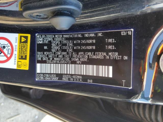 5TDJZRFHXJS854732 - 2018 TOYOTA HIGHLANDER SE CHARCOAL photo 13