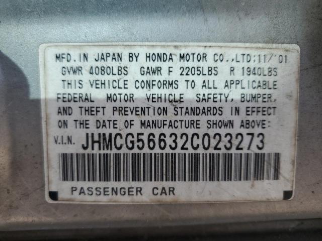 JHMCG56632C023273 - 2002 HONDA ACCORD EX SILVER photo 13