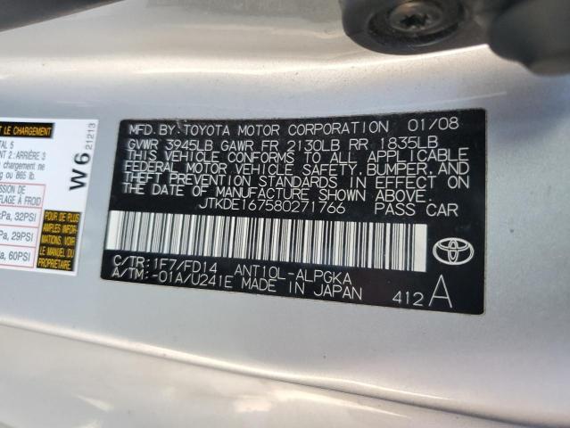 JTKDE167580271766 - 2008 TOYOTA SCION TC 银色 照片 12