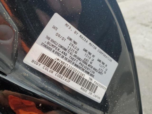 JM1NB353320222085 - 2002 MAZDA MX-5 MIATA BASE BLACK photo 12