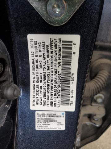 19XFC2F54GE246471 - 2016 HONDA CIVIC LX GRAY photo 12