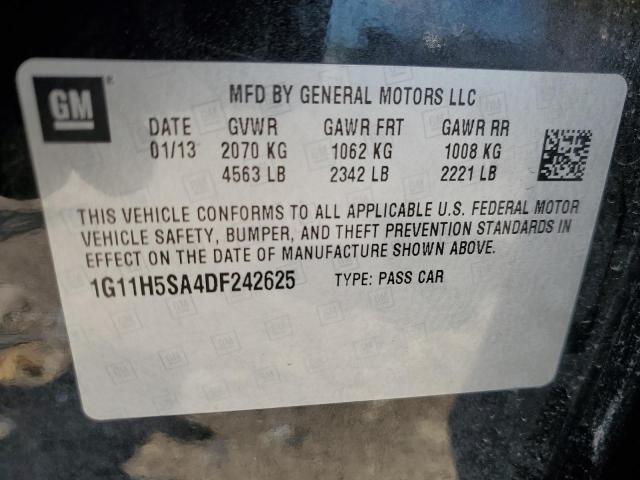 1G11H5SA4DF242625 - 2013 CHEVROLET MALIBU LTZ შავი ფოტო 12