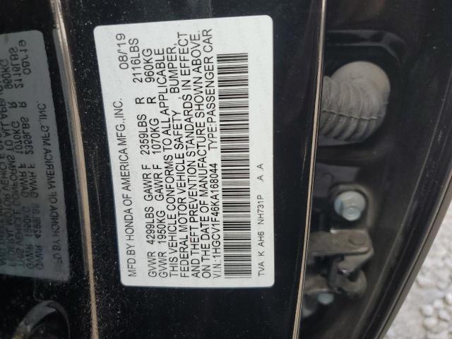 1HGCV1F46KA168044 - 2019 HONDA ACCORD EX Schwarz Foto 12