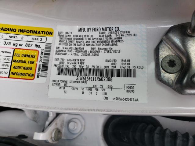 3LN6L5FC1LR602308 - 2020 LINCOLN MKZ RESERVE 白色 照片 12