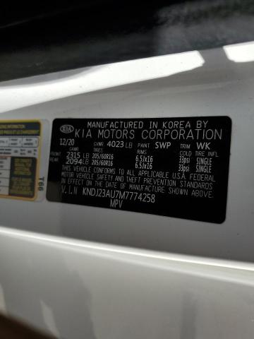 KNDJ23AU7M7774258 - 2021 KIA SOUL LX WHITE photo 12