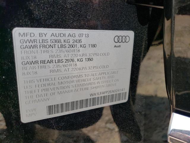 WA1LFAFP2EA024141 - 2014 AUDI Q5 PREMIUM PLUS BLACK photo 13