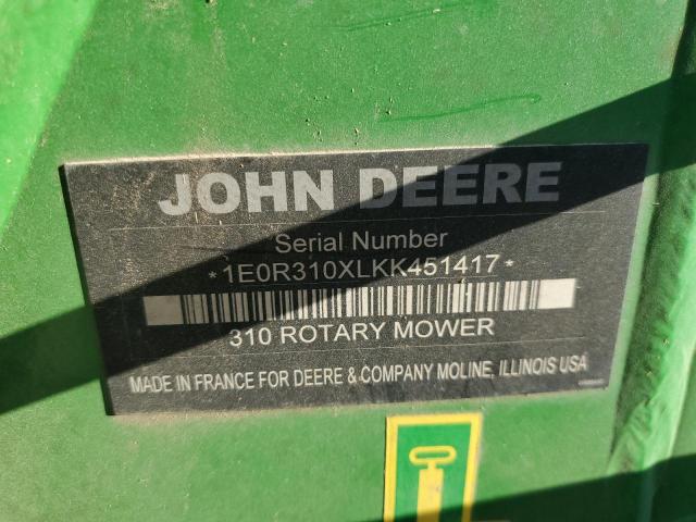 1E0R310XLKK451417 - 2019 JOHN DEERE MOWER GREEN photo 10