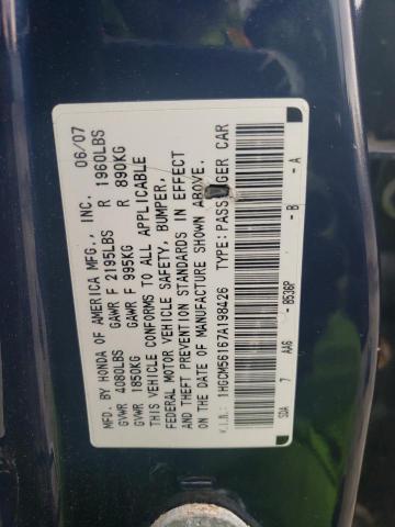 1HGCM56167A198426 - 2007 HONDA ACCORD VALUE BLUE photo 12
