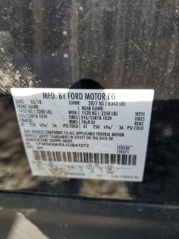 1FM5K8AR9JGB47272 - 2018 FORD EXPLORER POLICE INTERCEPTOR BLACK photo 13