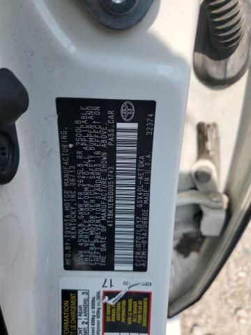 4T1BK1EB6DU051743 - 2013 TOYOTA AVALON BASE 白色 照片 12
