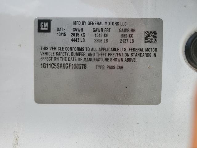 1G11C5SA0GF160670 - 2016 CHEVROLET MALIBU LIM LT 白色 照片 13