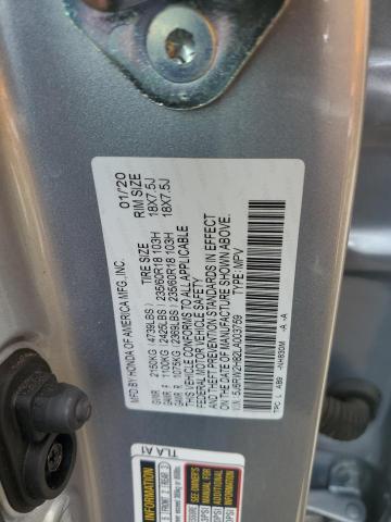 5J6RW2H82LA003759 - 2020 HONDA CR-V EXL SILVER photo 12