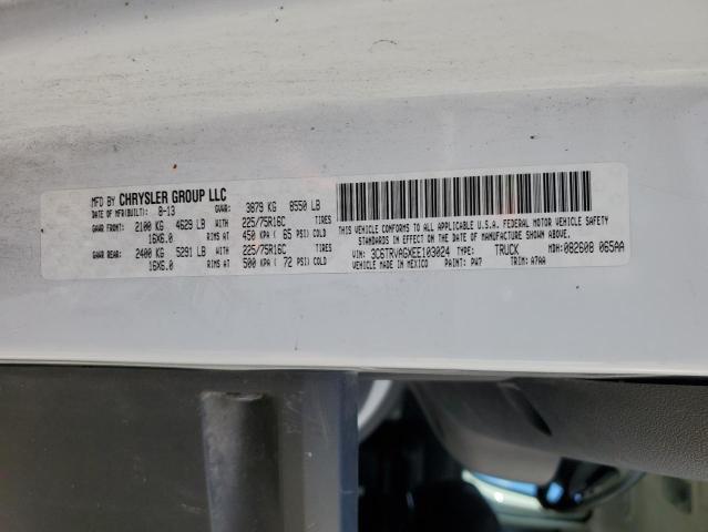 3C6TRVAGXEE103024 - 2014 RAM PROMASTER 1500 STANDARD WHITE photo 13