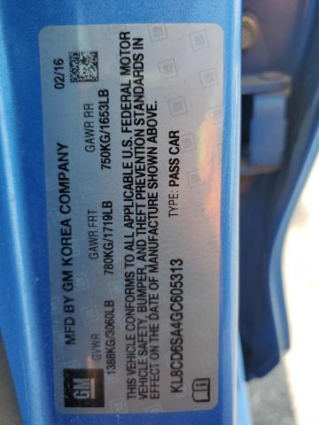 KL8CD6SA4GC605313 - 2016 CHEVROLET SPARK 1LT Синий фото 14