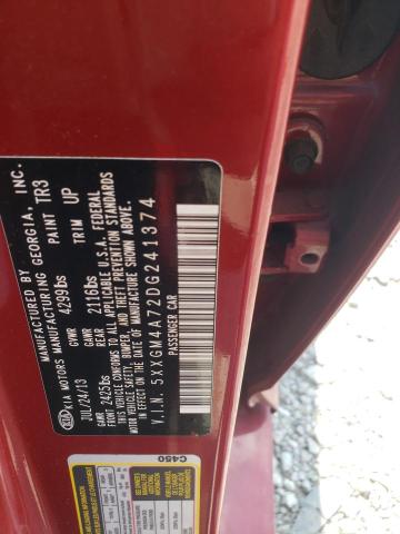 5XXGM4A72DG241374 - 2013 KIA OPTIMA LX RED photo 12