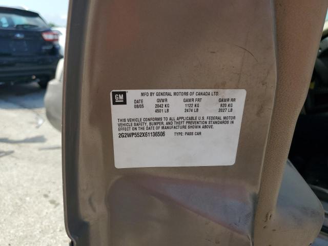 2G2WP552X61136506 - 2006 PONTIAC GRAND PRIX GOLD photo 12