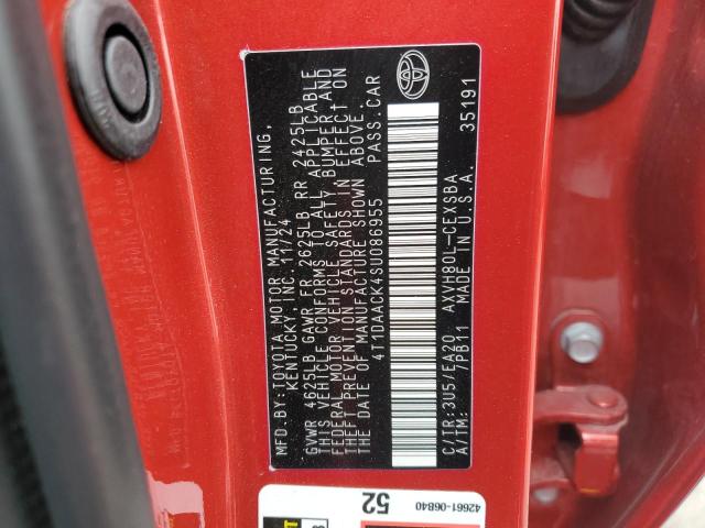 4T1DAACK4SU086955 - 2025 TOYOTA CAMRY XSE RED photo 13