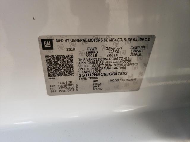 3GTU2NEC6JG647852 - 2018 GMC SIERRA K1500 SLT WHITE photo 12