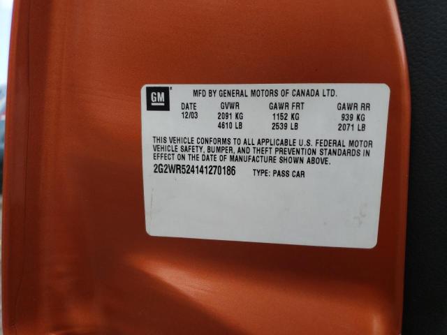 2G2WR524141270186 - 2004 PONTIAC GRAND PRIX GTP ORANGE photo 12