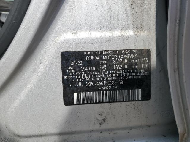 3KPC24A61NE185059 - 2022 HYUNDAI ACCENT SE SILVER photo 13