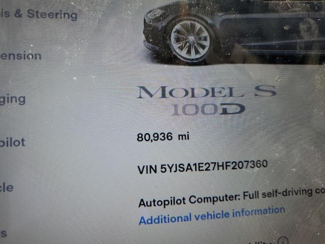 5YJSA1E27HF207360 - 2017 TESLA MODEL S GRAY photo 9