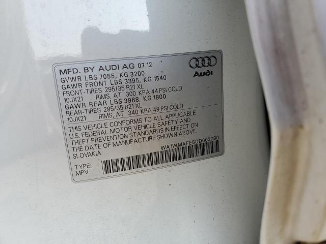 WA1WMAFE5DD002780 - 2013 AUDI Q7 PRESTIGE WHITE photo 12