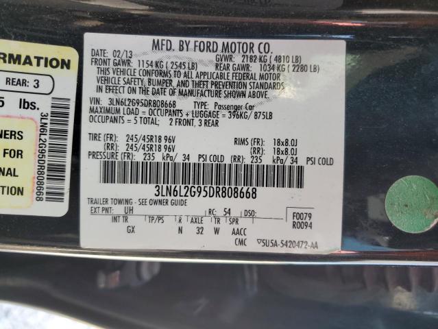 3LN6L2G95DR808668 - 2013 LINCOLN MKZ BLACK photo 12